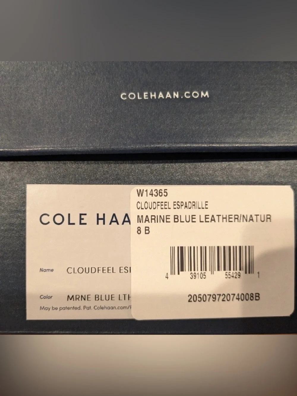Cole Haan cloud feel marine blue pebble leather espadrilles. Size 8. NIB.